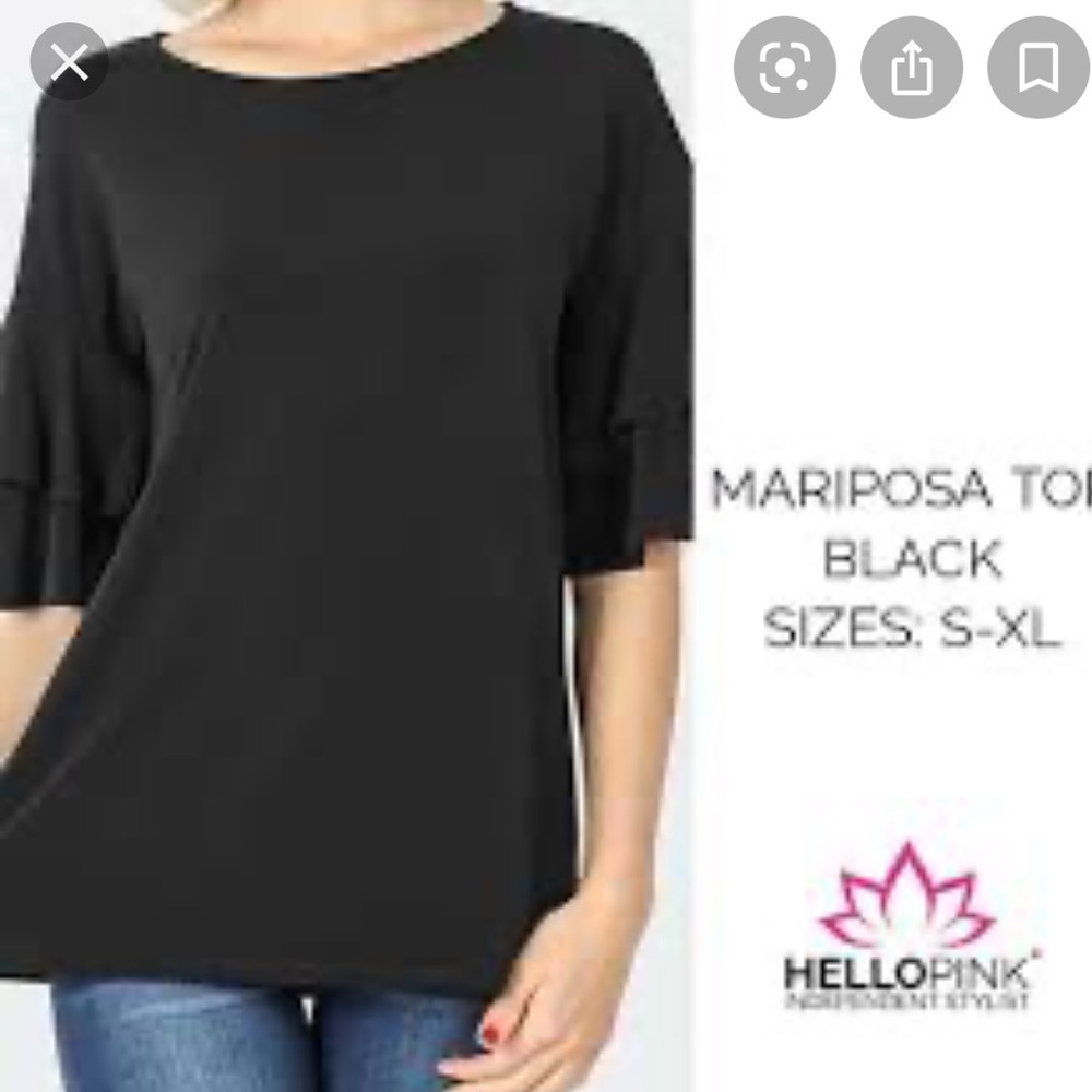 Hello Pink Mariposa Top Black Only